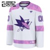 San Jose Sharks Dresy Personalizované Fanatics Hockey Fights Cancer Practice 2024-25 Bílý - Dětské